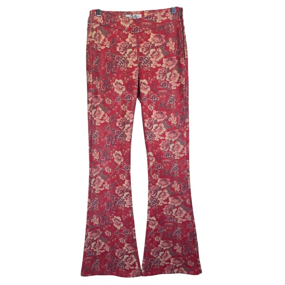 Free People We The Free Vegan Suede Women Pants 25 Floral Flare‎ Boho Festival - Picture 1 of 7